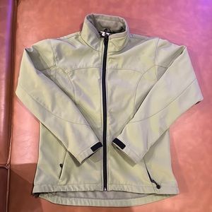 Light sage green earth-tec fleece-lined zipup jacket